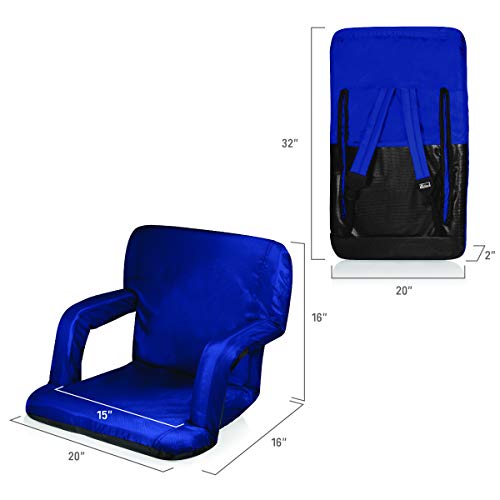 Oniva - A Picnic Time Brand Ventura Reclining Stadium Seat With Back Support - Bleacher Seat - Beach Floor Chair, (Navy Blue) #TOP6