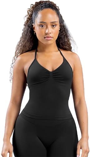 Impact Longline Strappy Top Women Impact Longline Halter Tops Workout Longline Tank Top Compression Gym Fitness