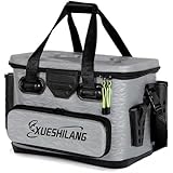 SSZY タックルボックス釣竿ホルダー付きタックルバック釣り バケツ40L EVA素材多機能タックル釣り用収納容器大容量ペンチホルダー付きアウトドア多機能ルアーボックス バケツ活魚 ボックスルアー竿餌収納ボックス釣箱 (L,グレー)