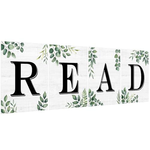 Image of COCHIE Reading Posters for Classroom Decorations, Library Reading Corner Decor, Read Signs Poster Bulletin Board Set of 4, Pre-k Preschool Kindergarten Classroom Wall Decoration (Leaves)