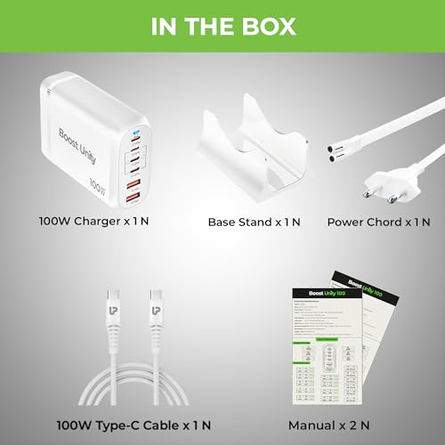 Image of UltraProlink 100W 6 in 1 GaN Super Fast Charger MultiPort Hub| 4 Type-C & 2 USB-A ports |Laptop Charger Adapter| For MacBook Pro /Air, Type C Laptops (HP, Dell & more), iPhone 15 Pro Max, Galaxy Phones