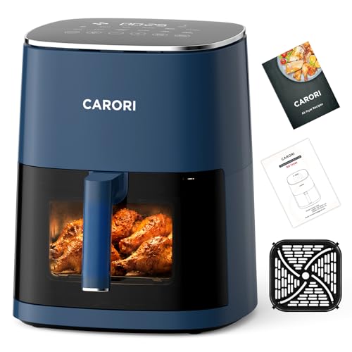 Image of CARORI 6 Qt Air Fryer with Viewing Window, 12 Presets, 1700W, 400F Max, Large Nonstick Dishwasher-Safe Basket, Bake, Roast, Reheat, Dehydrate, Blue