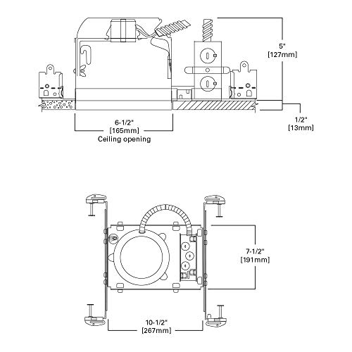 HALO H27 6" Shallow Recessed Lighting Housing, IC-Rated Air-Tite, for New Construction, 120V E26 Base, Quick Connect (6-Pack) H27ICAT-6PK - image 2