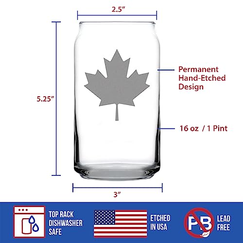 Canada Maple Leaf Beer Can Glass - Canadian Flag Gifts and Decor for Women and Men - 16 Oz Glasses