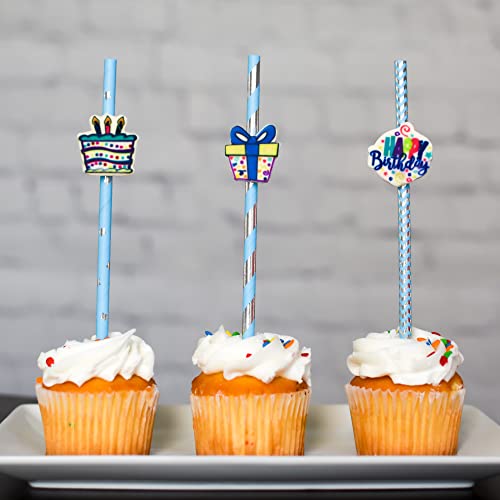 Pitillos desechables de papel azul y plateado 100 unidades miniatura 5