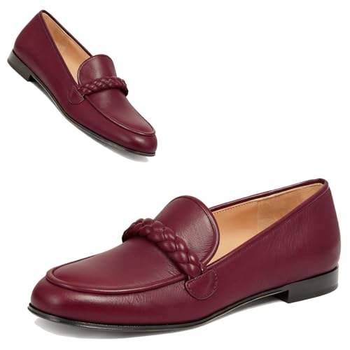 Image of MOOMMO Women Comfortable Suede Loafer Flats Round Closed Toe Slip On Penny Loafers Knitted Strap Oxford Loafer Shoes for Office Ladies Work Daily Casual Club Driver Flats Spring Elegant 4-11 M US