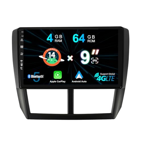 MISONDA 4GB + 64GB Autoradio 9 Pouces Android 14 pour Subaru Foreste/Impreza WRX STI 2008-2014 intégré Carplay DSP
