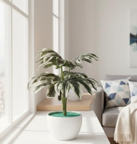 Image of FOLIYAJ Real Look Artificial Spidersweb Plant with Pot Bonsai Tree Home Decor for Living Room Office Shop House Gift Decoration 18 cm x 18 cm x 30 cm
