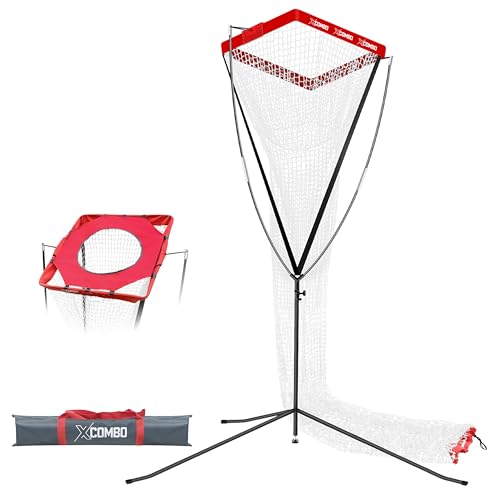 JOLORLY Volleyball Setter Trainer Net Adjustable Height for Indoor and Outdoor Practice Perfect for Serving Spiking and Setting Training Equipment (Red)