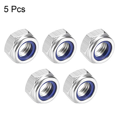 Uxcell A18111300UX0182 M12 X 1.75Mm Nylon Insert Hex Lock Nuts, Carbon Steel White Zinc Plated thumb #2