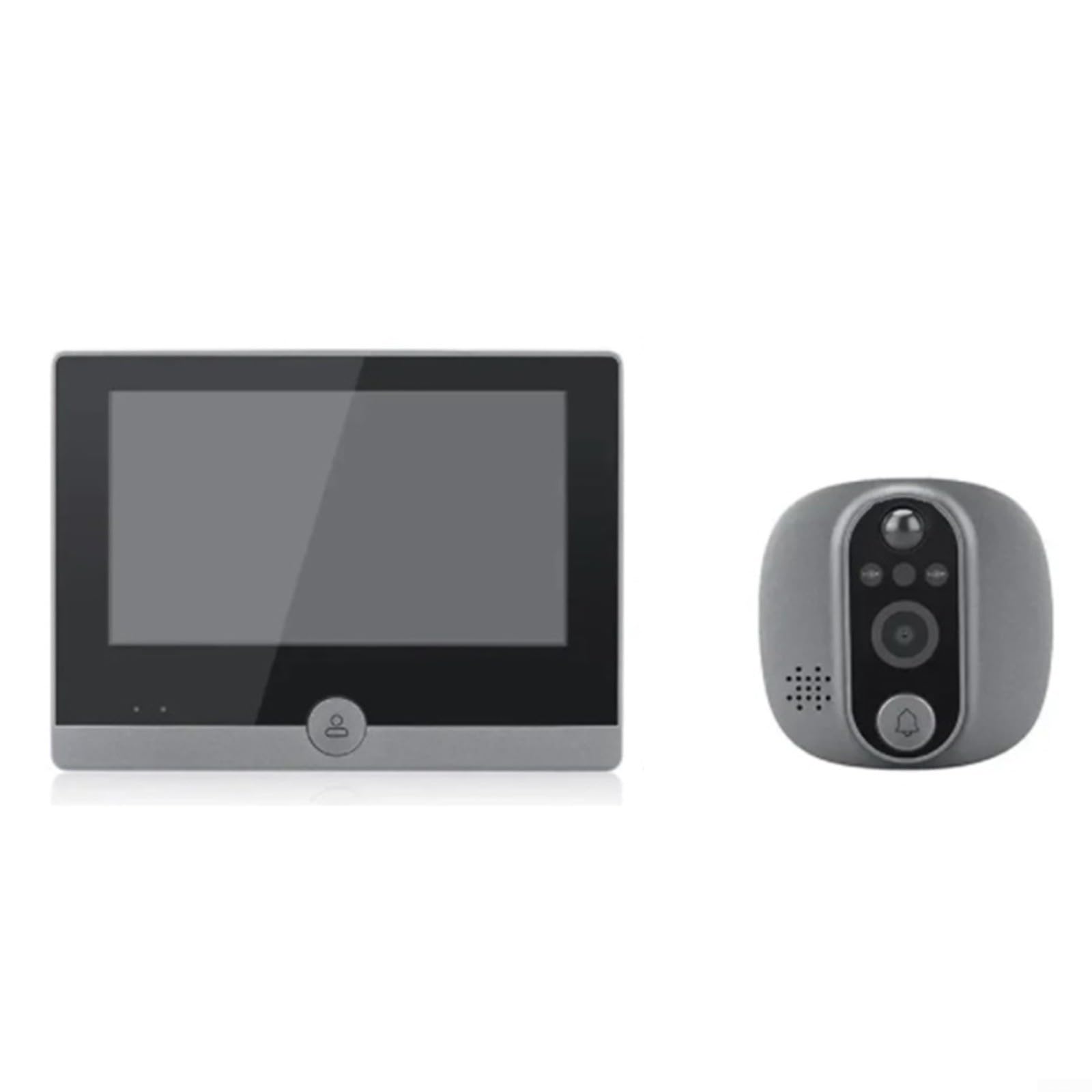 Judas de porte numérique 1080p WLAN avec écran de 4,3" PIR Détection de mouvement pour Alexa Compatible Smart Home Security Gris pour appartement maison