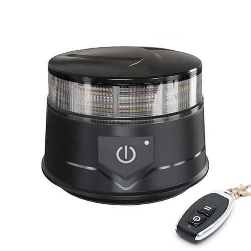 Agrieyes Amber Beacon Light 4.2Inch, Flashing Safety Warning Lights Permanent/Magnet Mount (Smoke, Remote)