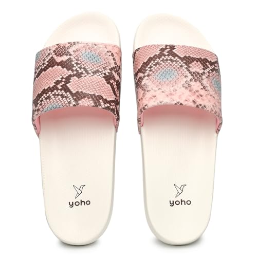 Image of YOHO Tropica Printed Comfortable Women Slides | Stylish Rainy Footwear & Waterproof Monsoon Sandals | Soft Inner Lining On Strap