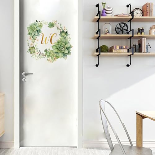 Toilette Blumen Grün Wandaufkleber Eucalyptus Pflanzen Blätter, PVC Toilettendeckel aufkleber Bad Möbel Tür Schild Dekor Abnehmbar und selbstklebend (VA-F018)