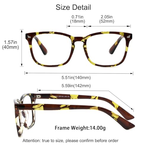 Image of YEIN Progressive Multifocus Reading Glasses, Spring Hinge Blue Light Blocking Glasses for Women Men, No Line Multifocal Readers with Clear Lenses (yellow tortoise,+0.00 /+2.00 magnification)