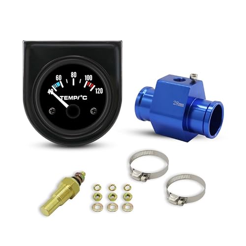 ZGDSNBO 2" 52mm Digital Water Temperature Gauge Kit with Sensor and Tee Pipe, 40-120°C / 100-250°F, 12V Coolant Temp Gauge for Car Truck Pickup Boat Marine Engine
