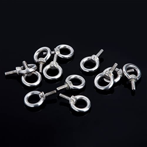 QIMEI-SHOP Eye Bolts M4 304 Stainless Steel Lifting Ring Eye Bolts Male Thread Screw for Fasteners Lifting Equipment 12 Pcs - Image 3