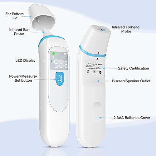 Infrared Thermometer for Adults, Forehead and Ear Thermometer for Fever, Baby Thermometer - Thumbnail 6