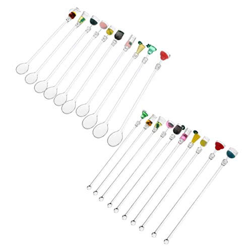 GRIRIW 20Pcs Acrylic Cocktail Stirring Sticks Creative Swizzle Sticks for Drinks Mixing for Parties Bars Homes and Restaurants Elegant Long Handle Drink Mixer