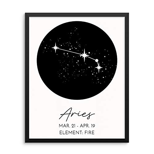 Aries Zodiac Constellation Art Print Minimalist Horoscope Sign Wall Poster 11x14 UNFRAMED Modern Astrology Artwork for Living Room, Bedroom, Home Office (ARIES)
