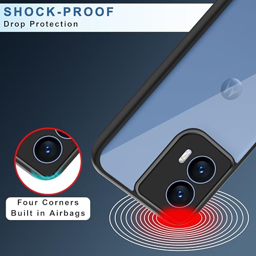 Image of CEDO Backcover for Motorola Moto G96 (5G) | Camera Protection Bump Shockproof Edge | Ultra Hybrid Transparent Acrylic Clear TPU+PC Hard Backcase Cover (Black)