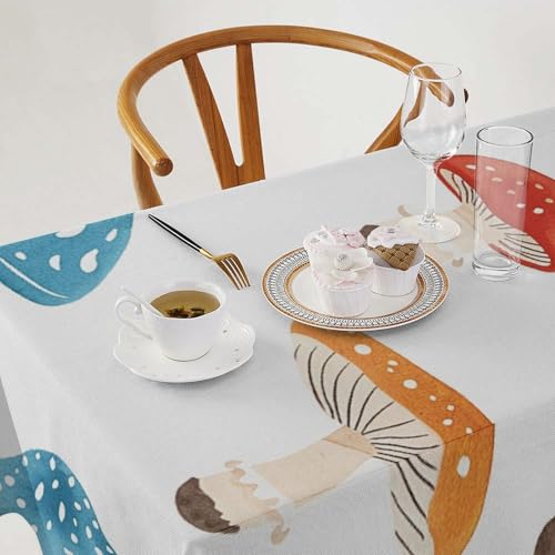 Nappe rectangulaire motif champignon rétro imperméable table
