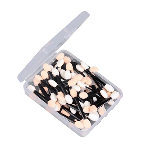 HAMPPLIES 50個 使い捨て両面アイシャドウブラシ ラテックススポンジ採用で粉含み良好 メイクアップツール 旅行 パーティー用 プロ仕様 初心者