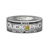 Duck Pro Heavy Duty Duct Tape for Long Lasting Repairs, 2' Wide (1.88 in x 55 Yds) Performance Grade Duck Tape with Waterproof Backing, Black, 1 Roll