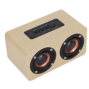 Retro Bluetooth-luidspreker, Bluetooth-luidspreker van hout, Bluetooth-stereoluidspreker voor mobiele telefoons, computers, tablets (kleur van de nerf van bamboe)