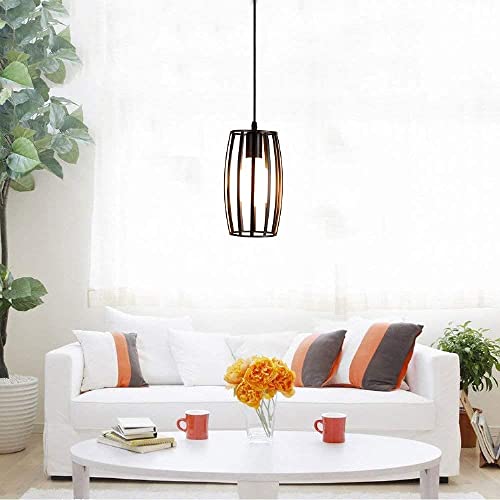 Lámpara de araña retro industrial de hierro negro con una luz para techo 7