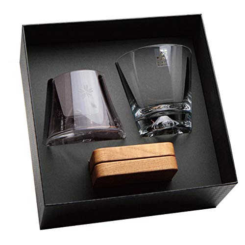 プレミアムギフトセット・さくら 富士山ロックグラス 富士山宝永グラス(さくら) 木製コースター付き