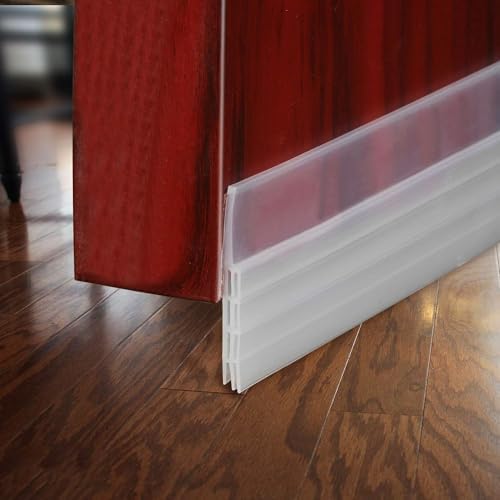 Image of Silicone Self-Adhesive Door and Window Shield Tape - Bottom Sealing Strip for Home Weather Stripping, Air Gap, Sound and Dust Proof (Transparent)