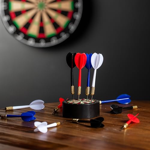 Accudart 12-Pack Steel Tip Dart Set - 4 Team Colors: White, Blue, Red, Black - One-Piece Construction