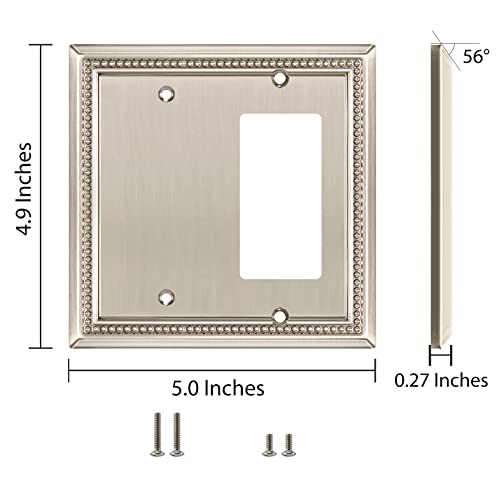 Image of Sunken Pearls Heavy Duty Decorative Wall Plate Switch Plate Outlet Cover (Blank /Decorator, Satin Nickel)