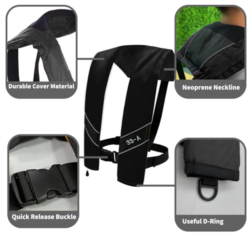 Image of Automatic Inflatable Life Jacket|Life Vest for Adults|PFD Low Profile|Supports up to 330 lbs