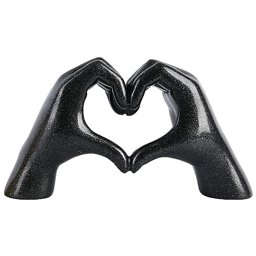 Pevfeciy Modern Deko Skulptur Hand Gesture Statue Schwarz Deko Statue,Abstract Kunst Heart Shape Finger Gesture Sculpture for Dekoration Wohnzimmer, Bar, Schlafzimmer,Couple Statues Geschenk