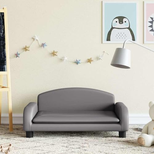 Genérico Sofá para niños de Cuero sintético Gris 70x45x30 cm,Mobiliario para bebés y niños pequeños-3196366