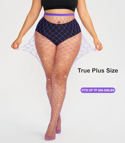 Image of Plus Size Fishnet tights Glitter stockings Sparkly Pantyhose Leggings for women-Big Mesh