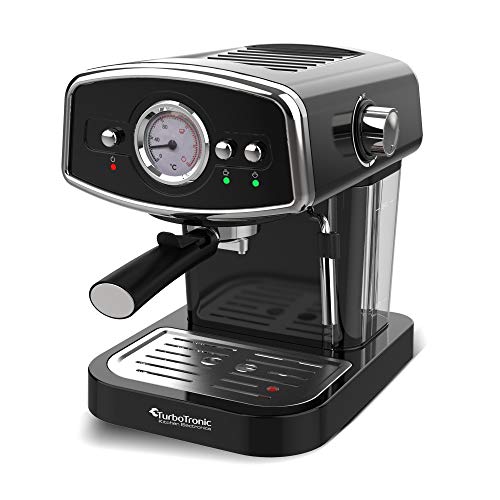 Foto von 19 Bar Retro, Siebträgermaschine für Kaffee & Espresso, Milchaufschäumer, Espressomaschine, Kaffeemaschine, Cappuccino (Schwarz)