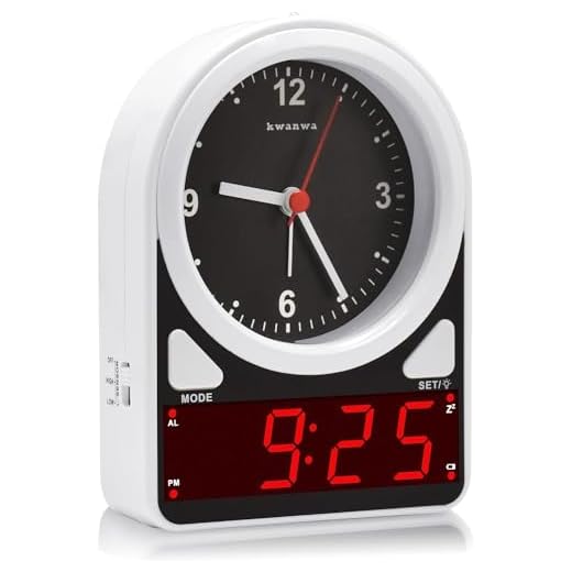 KWANWA Alarm Clock, Analog Clock & LED Digital Clock, Light Sensor LED Clock, Snooze, 12Hr, Alarm Clock for Bedroom, Living Room, Bookshelf, Kids, Elderly, Easy to Set, White
