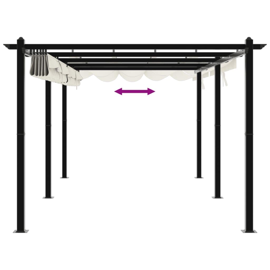 Pergola en aluminium - 3 x 6 m - Tonnelle de jardin avec toit extensible - Crème