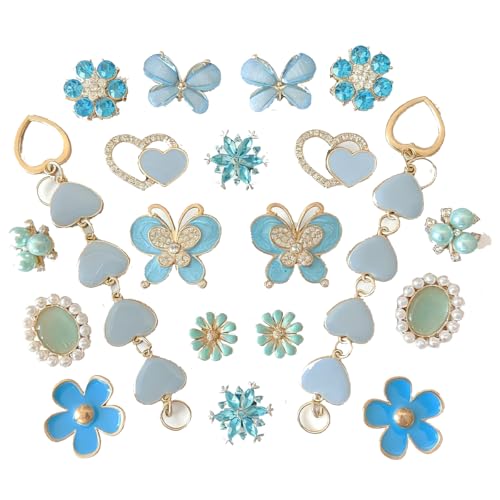 GearMstr Bling Shoe Charms for Women Girls, Designer Jewelry Shoe Accessories Pearl Rhinestone Chain Bling Butterfly Flower Accessories, Chrams Shoe Accessories for Women