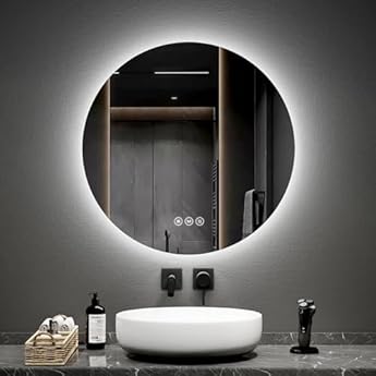 Foto di EMKE Specchio Bagno con Luce Rotondo 70 cm, Antiappannamento, Interruttore Tattile, Specchio Bagno,Luce Bianco caldo/Bianco freddo/Neutro,Memoria,Specchio con Led