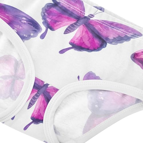 Purple Watercolor Butterflies White Toddler Girls Underwear 2t Cotton Cute Panties Girl Flower Briefs Kids Undies4