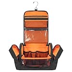 Tactical Toiletry Travel Bag for Men, Hanging Dopp Kit Hygiene Bag Shower Organizer with Hook for Toiletries and Shaving Care, Black (Empty Bag)