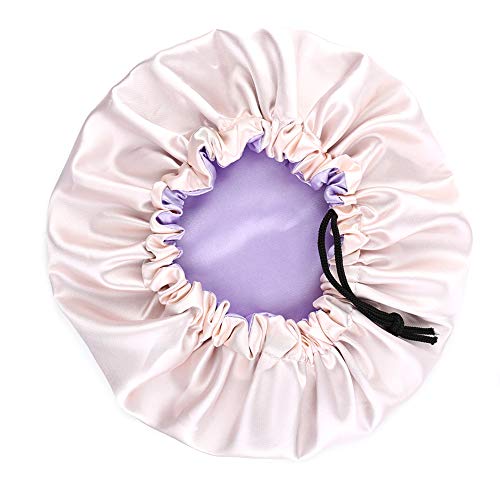 Image of Extra Large Adjustable Double Layer Satin Hair Bonnets with Drawstring for Women Night Sleeping Long Silky Satin