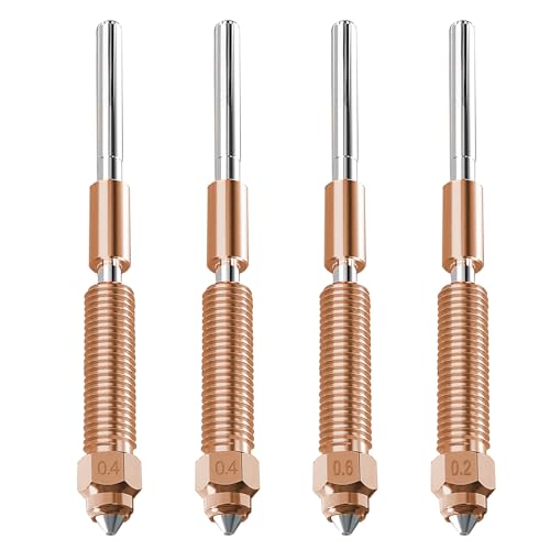 HIKUDIY 4PCS Quick Swap Nozzle Kit for Creality K2 Series (K2/K2 Pro/K2 Plus/Hi) 0.2 0.4 0.6mm Titanium Heat Break Copper Body with Hardened Steel Tip