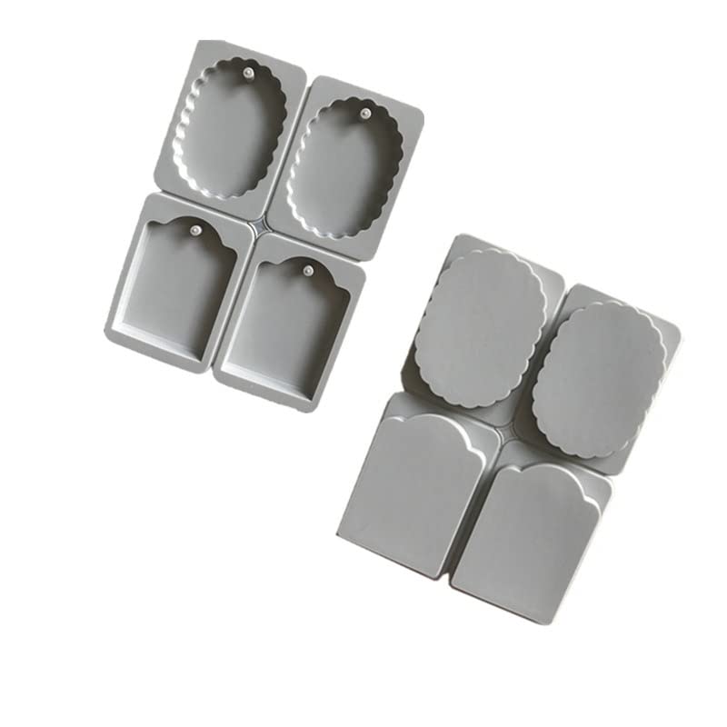 RKPM HOMES Aromatherapy Wax Mold | Oval & Door Shape Fondant Silicone Mould with Hanging Hole | Dried Flowers Resin Soap Clay Craft Jewelry Making Molds DIY Pendant Bookmark Necklace | Grey - 4 cavity 1