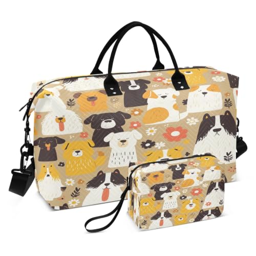 Sac de voyage chiens mignons avec trousse de toilette pour le week-end