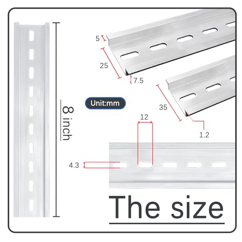 silver aluminum rails 2 pack 200mm long x 35mm wide x 75mm high perfect for manufacturing units and control panels in telecommunications and automation industries